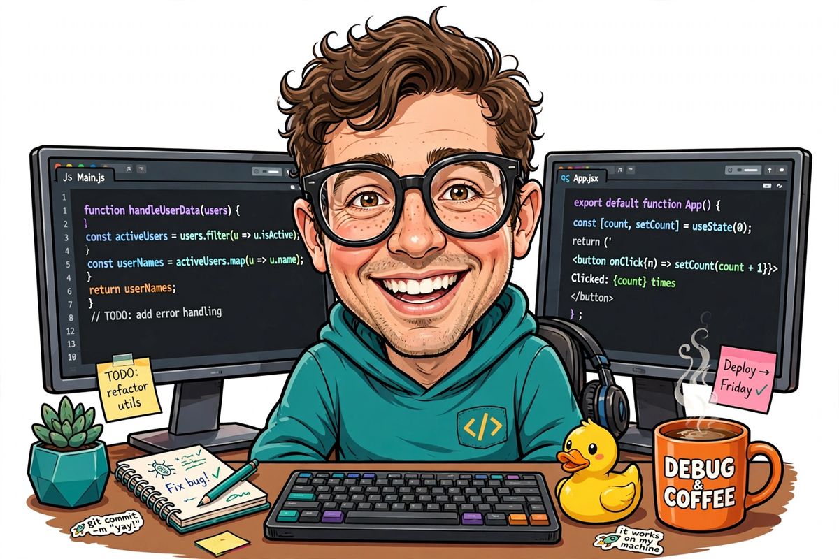 AI-generated example output for the '“Caricature of Me and My Job” AI Prompt' prompt