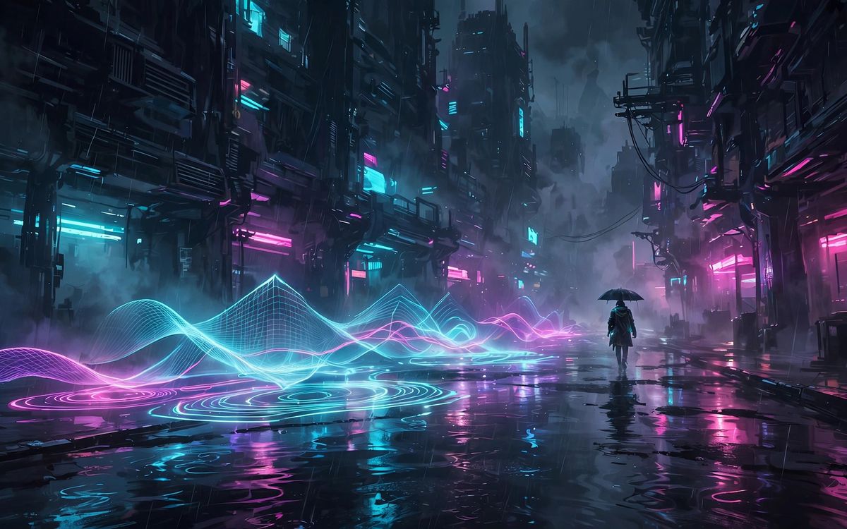 AI-generated example output for the 'Cyberpunk Text Adventure' prompt