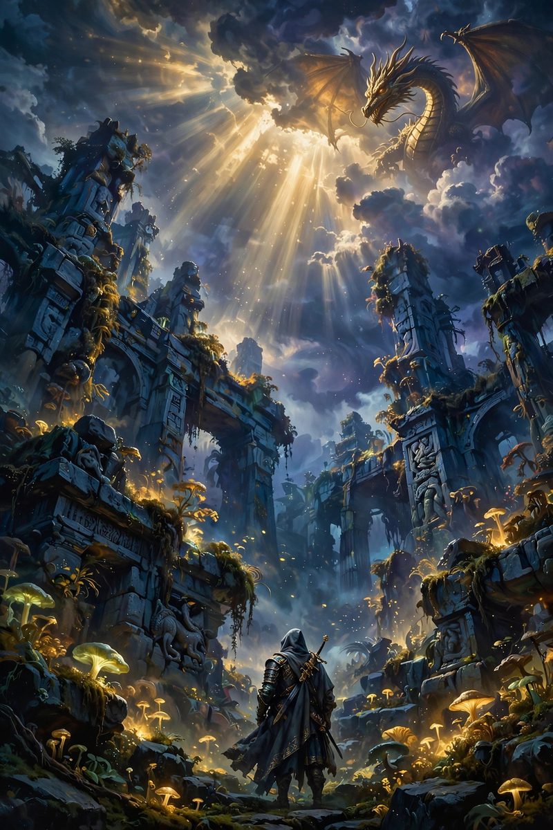 AI-generated example output for the 'Epic Fantasy Book Cover Art' prompt