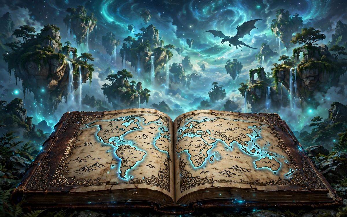 AI-generated example output for the 'Fantasy Worldbuilding Bible' prompt