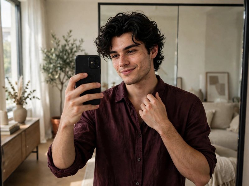 AI-generated example output for the 'Gemini AI Photo Prompt for Boys (Mirror Selfie Trend)' prompt