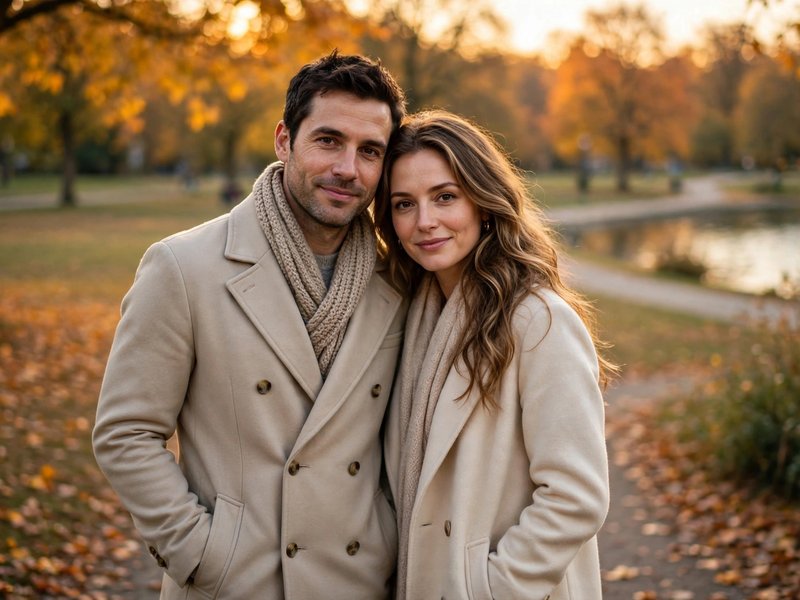 AI-generated example output for the 'Gemini AI Photo Prompt for Couples (Autumn Portrait)' prompt