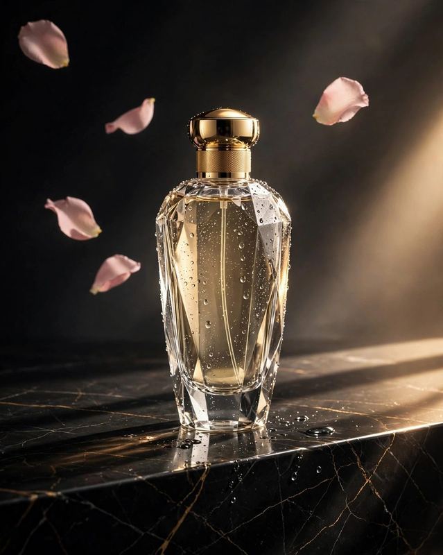 AI-generated example output for the 'Luxury Product Shot on Marble' prompt