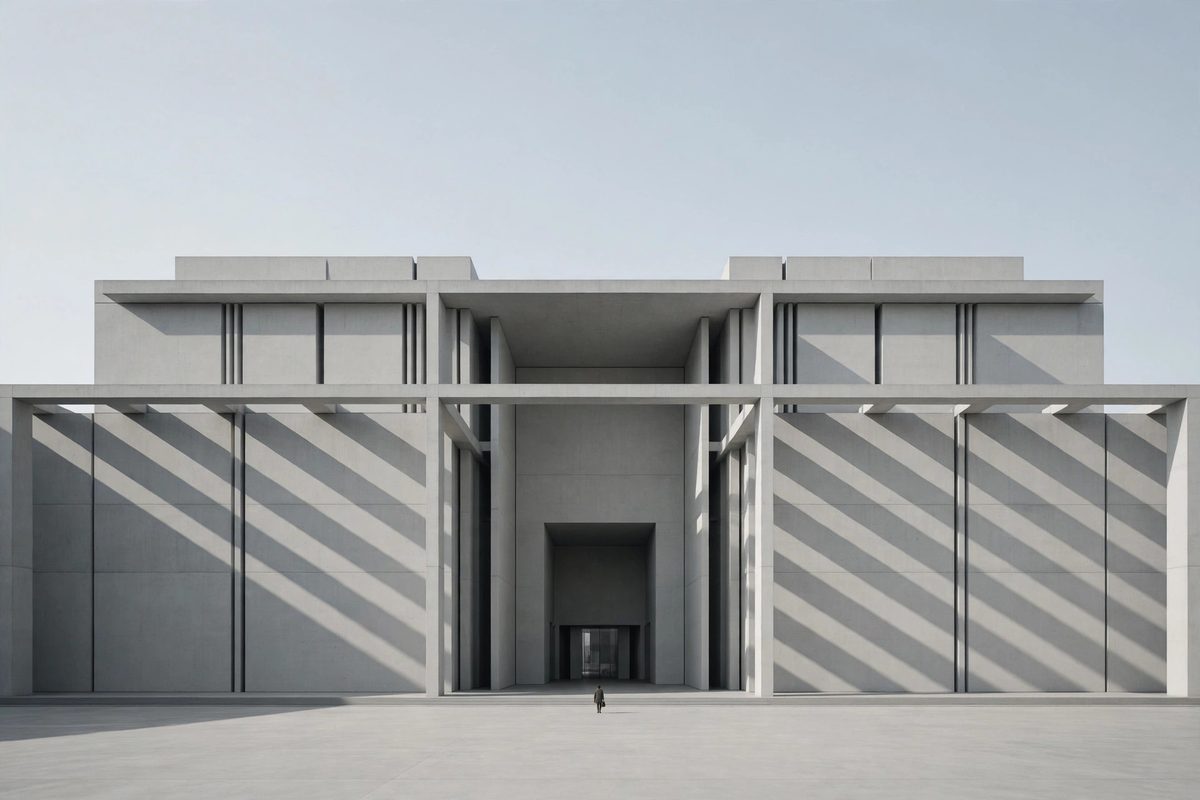 AI-generated example output for the 'Minimalist Architecture Photography' prompt