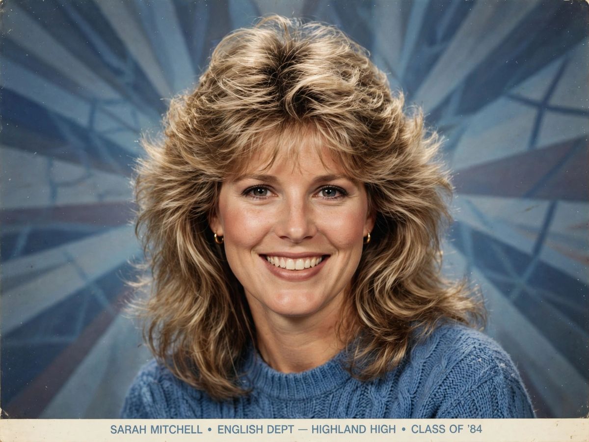 AI-generated example output for the '1980s Retro Yearbook Photo AI Prompt' prompt