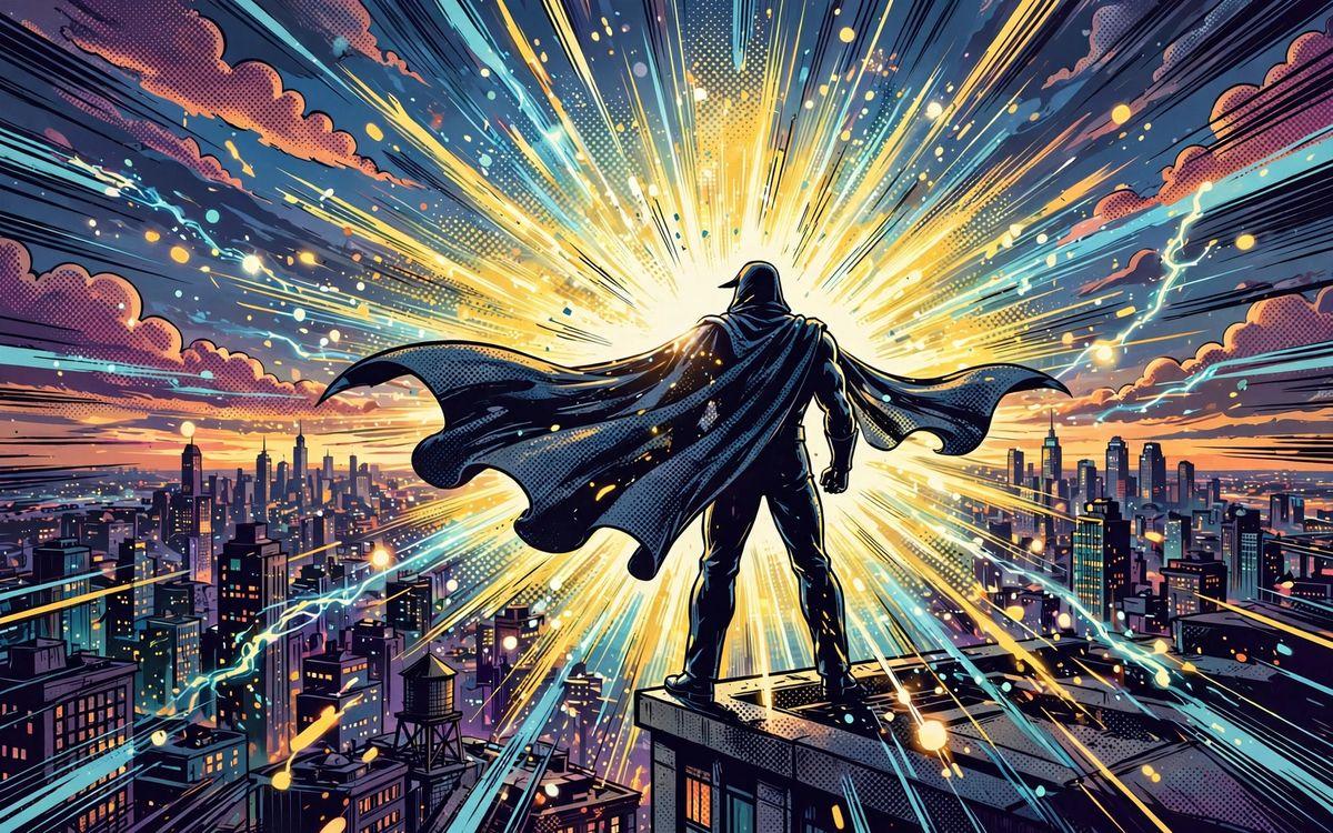 AI-generated example output for the 'Your Superhero Origin Story' prompt